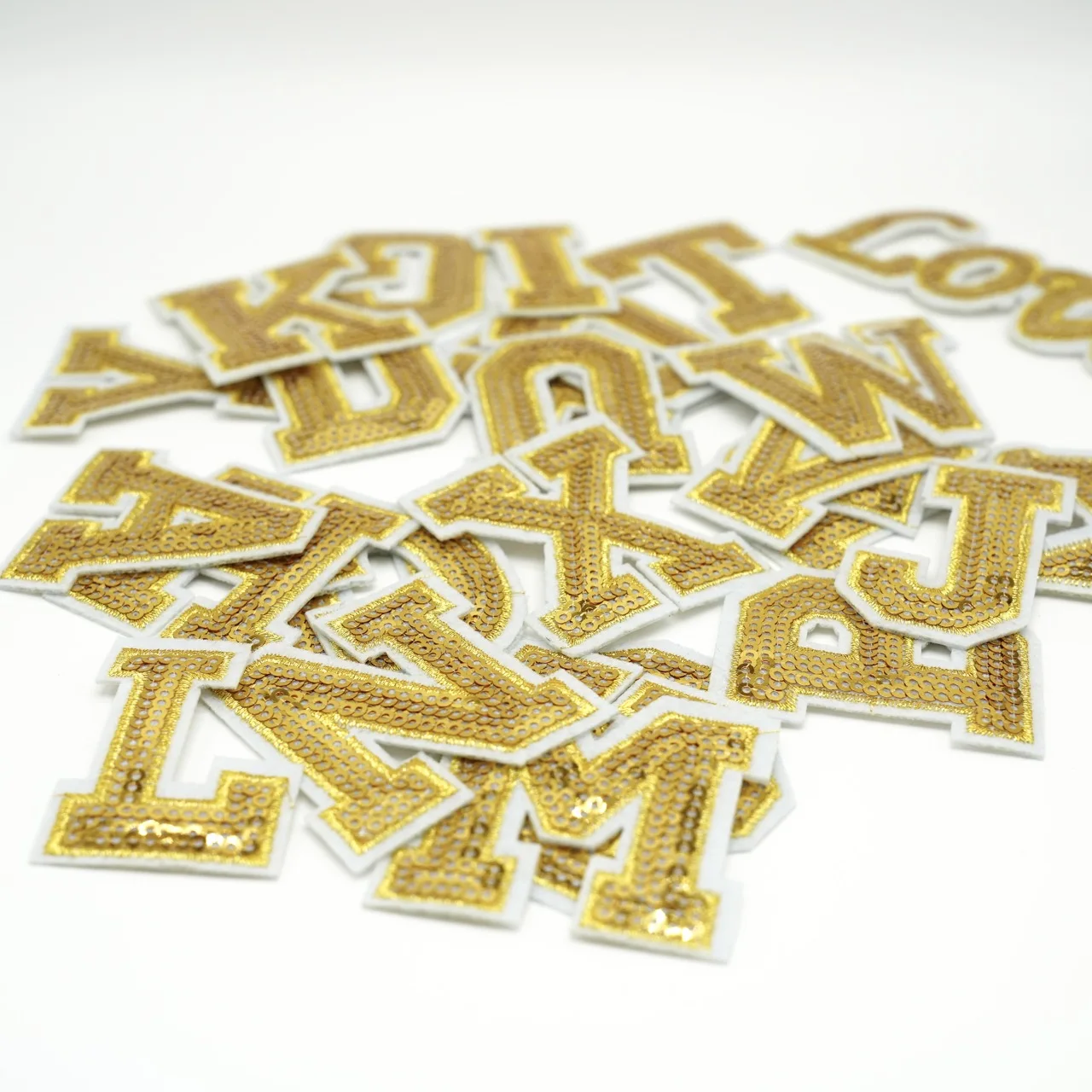 

5CM Golden Sequins Letters Patch For Clothes Alphabet Iron on Garment Accessories Embroidered Applique Decoration Repair Patches