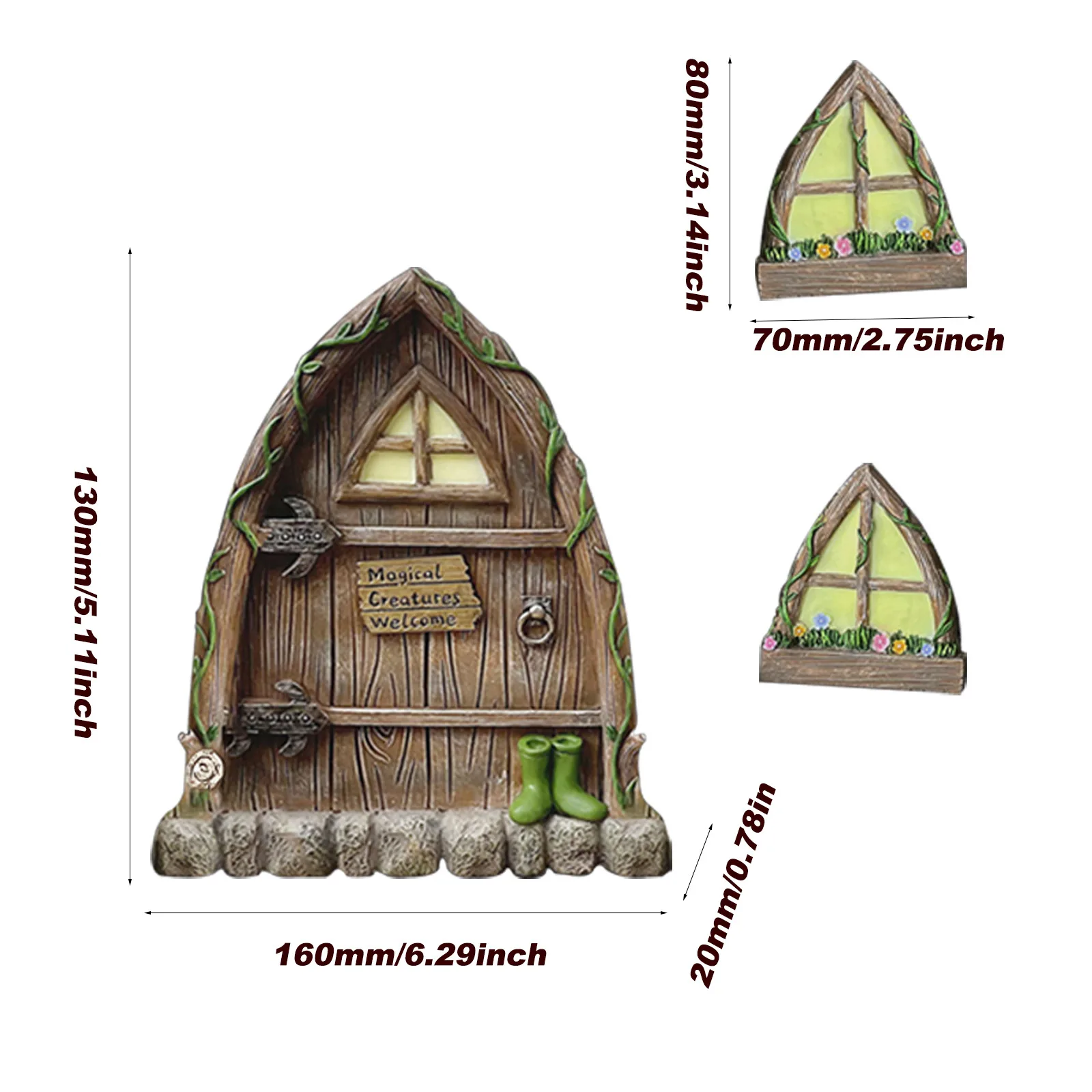 Fairys двери и окно для украшения ствола дерева миниатюрные Gnome оконные статуэтки