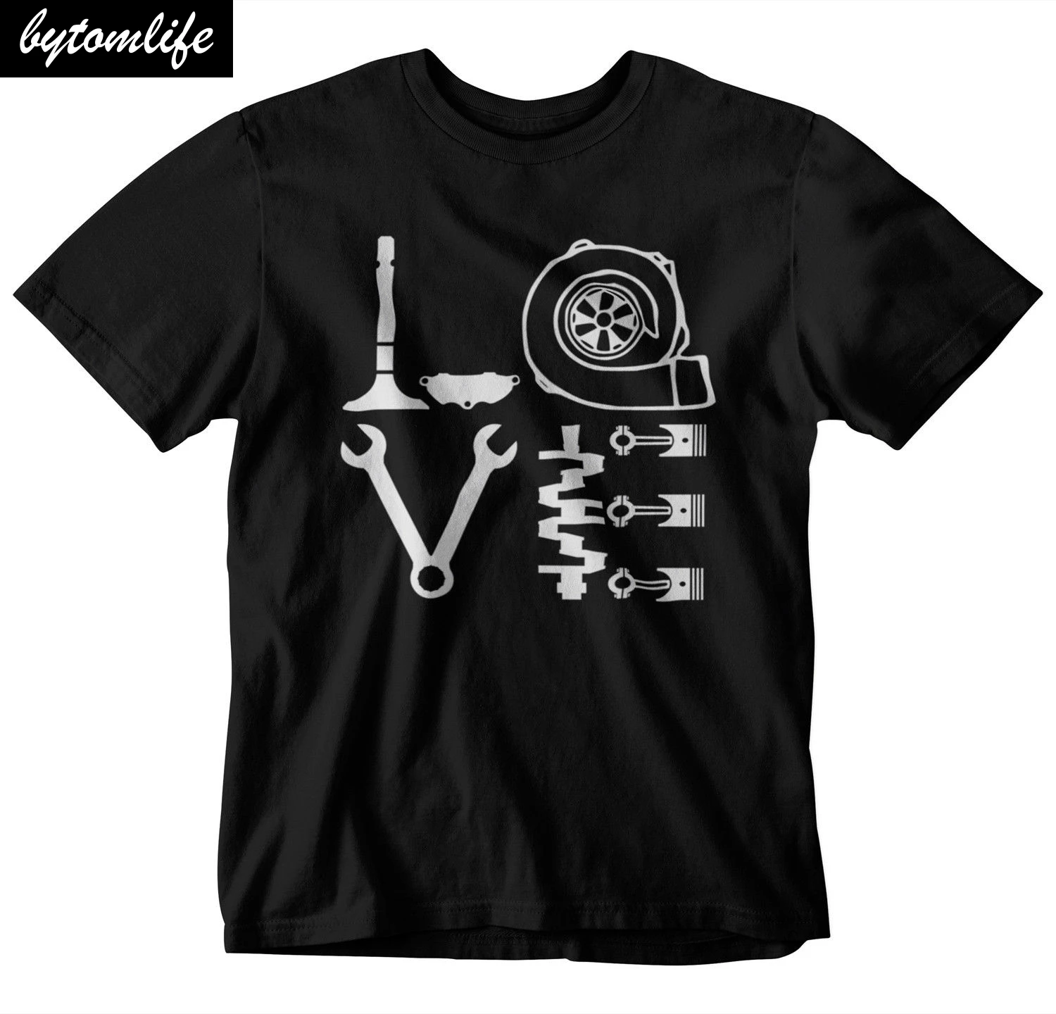 

100% Cotton Brand New LOVE PARTS T-Shirt Black S-3XL JDM Tuner Boost Turbo Decal Mechanic Tools Summer Tee Shirt