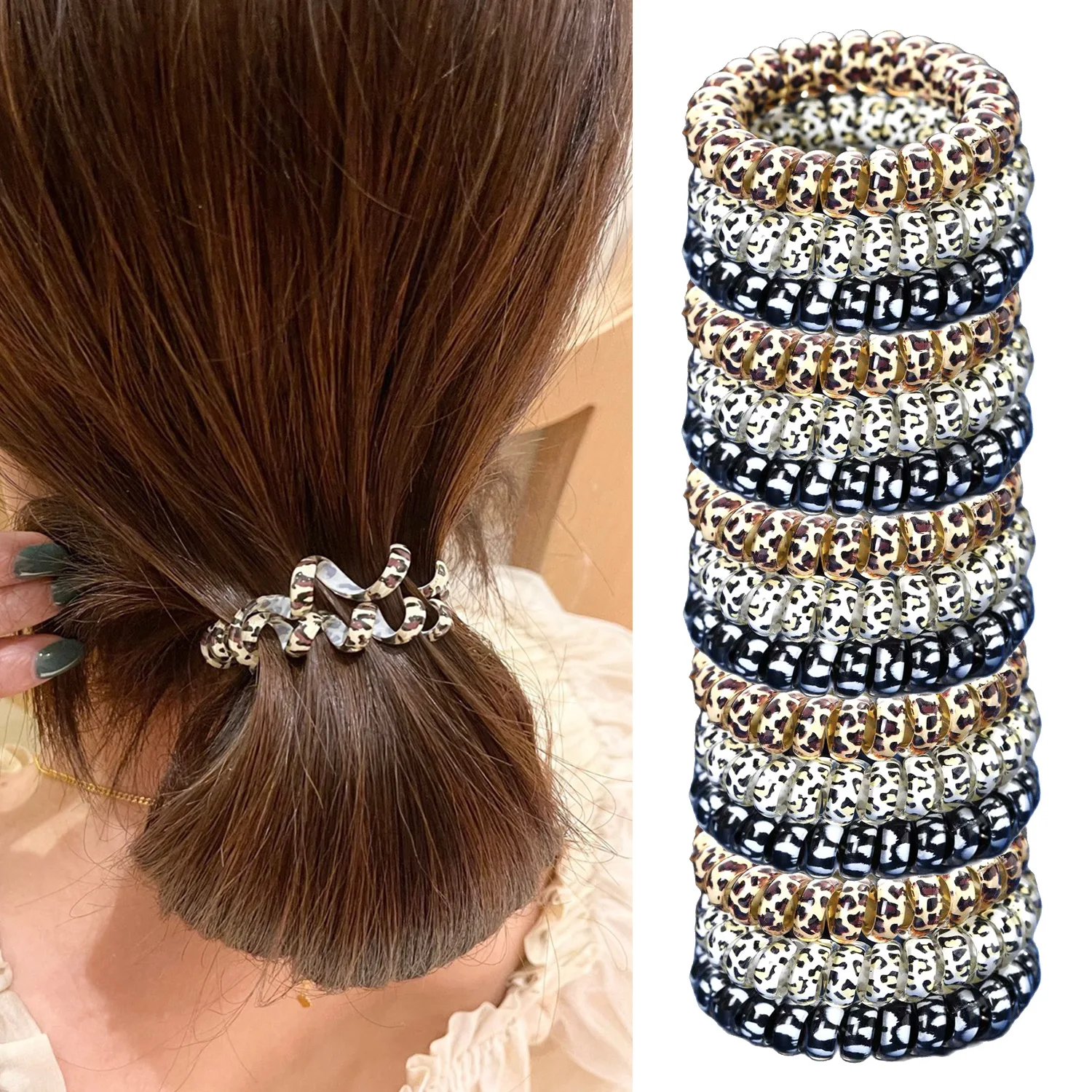 

15pcs Rubber Hair Bands for Women Hair Accessories Girls Headwear Rope Hair Ties Gum Telephone Wire Spiral Elastic Hair Bands