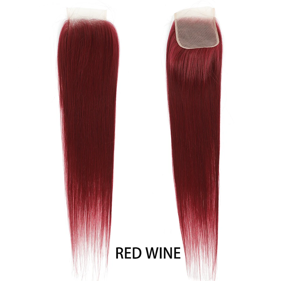 Прямая кружевная застежка 4x4 Фронтальная синтетическая черная прямая Прозрачная