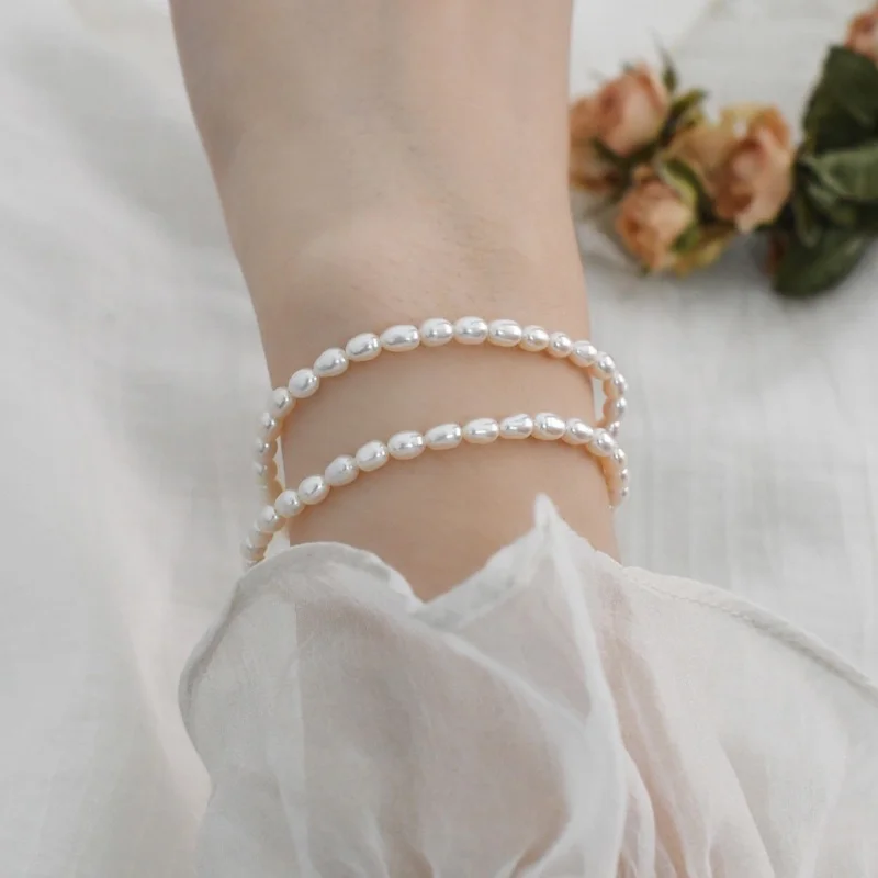 

Minar Cute Romantic Baroque Freshwater Pearl Beaded Bracelet for Women Pearls Strand Elastic Charm Bracelets Wedding Accessories