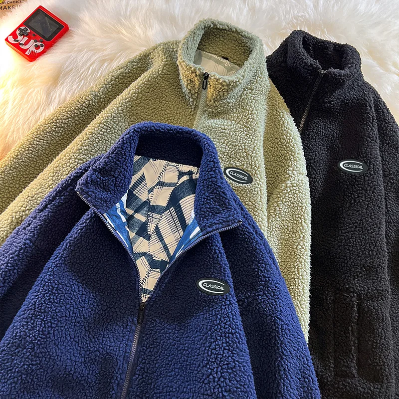 Winter Fleece Fluffy Jacket warm Fuzzy Zipper Coat Men Autumn Solid Color Lightweight Jackets Streetwear Hip Hop Harajuku 20223 images - 6