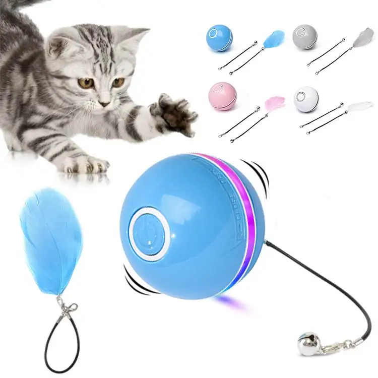 

Interactive Cat Toy Ball 360 Degree Self Rotating Interactive Ball Toys USB Motion Activated Cat Toy LED Light 360 Degrees