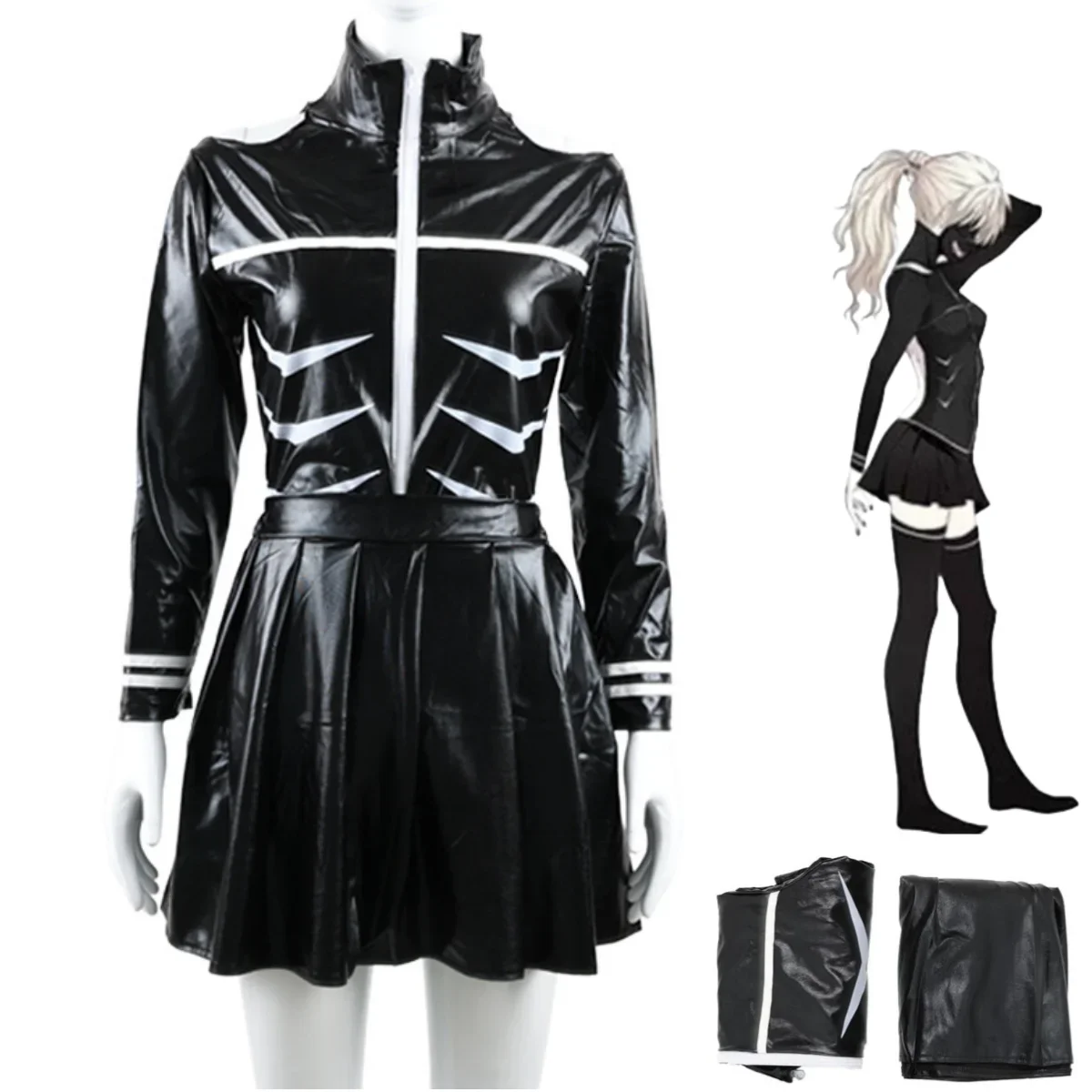 Аниме Токийский Гуль канеки Кен косплей костюм женское черное платье из ПУ