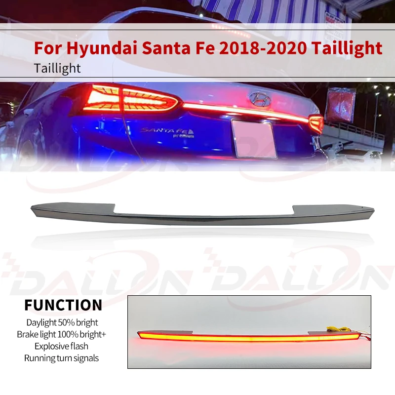 Kırmızı/duman stil arka tampon kuyruk lambası Hyundai Santa Fe 2019 2020 2021 LED reflektör fren lambası uyarı dönüş sinyali lambası