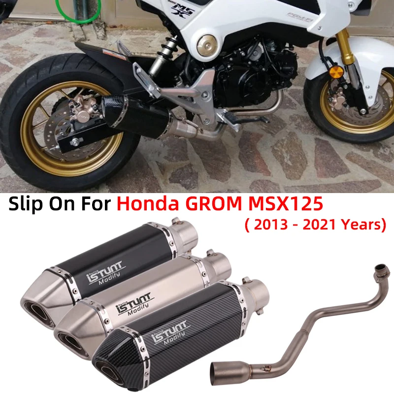 

For Honda GROM MSX125 MSX 125 2013 - 2021 Motorcycle Exhaust Escape Modify Full System Muffler Front Middle Link Pipe DB Killer