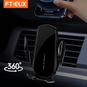 ftieux gravity car holder for mobile phone iphone 13 12 11 car air vent mount clip cell phone holder stand for samsung universal free global shipping