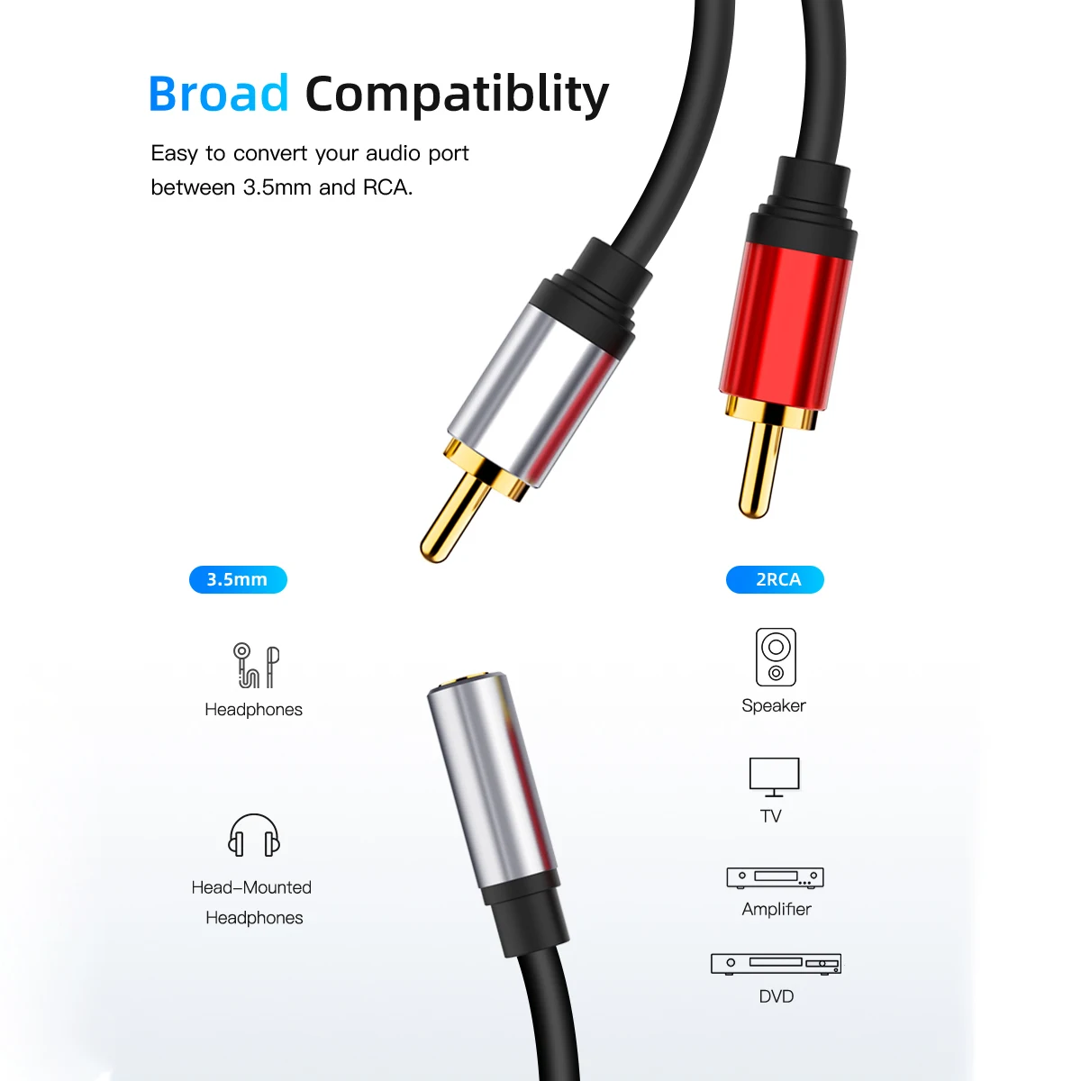 Кабель RCA 2 штекер-гнездо 3 5 мм адаптер аудиокабель Aux кабель для iPhone Edifer домашний