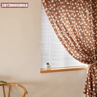 japanese style imitation cotton and linen caramel small cotton printed curtains for living room bedroom window home decoration