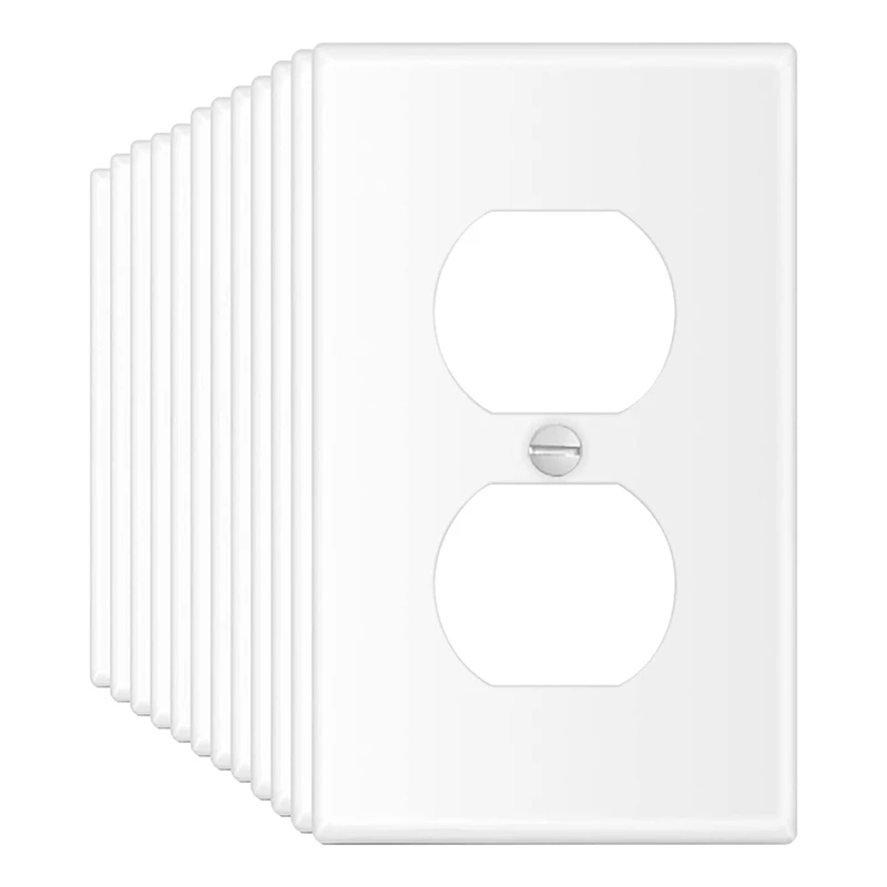 

1 Gang Duplex Receptacle Wall Plate, 12 Pack Standard Size Dual Port Electrical Outlet Receptacle Plug Socket Faceplates