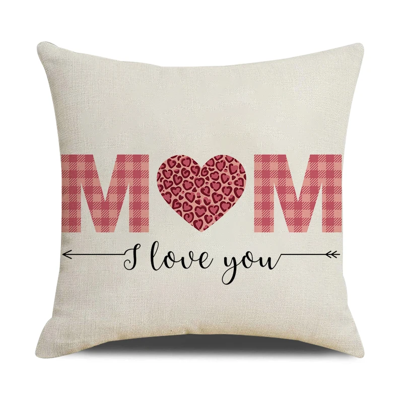 Подарок на день матери наволочка с буквенным принтом I Love MOM Наволочка 18x18 дюймов