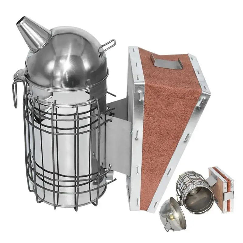 

Bee Smoke Transmitter Stainless Steel Manual Beekeeping Tools Bee Smoker With Hanging Hook Apiculture Beekeeping Equipment