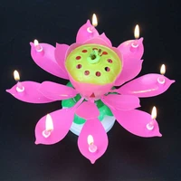 lotus music magic candle birthday party cake topper musical lotus flower rotating birthday candle for home cake decor supplies