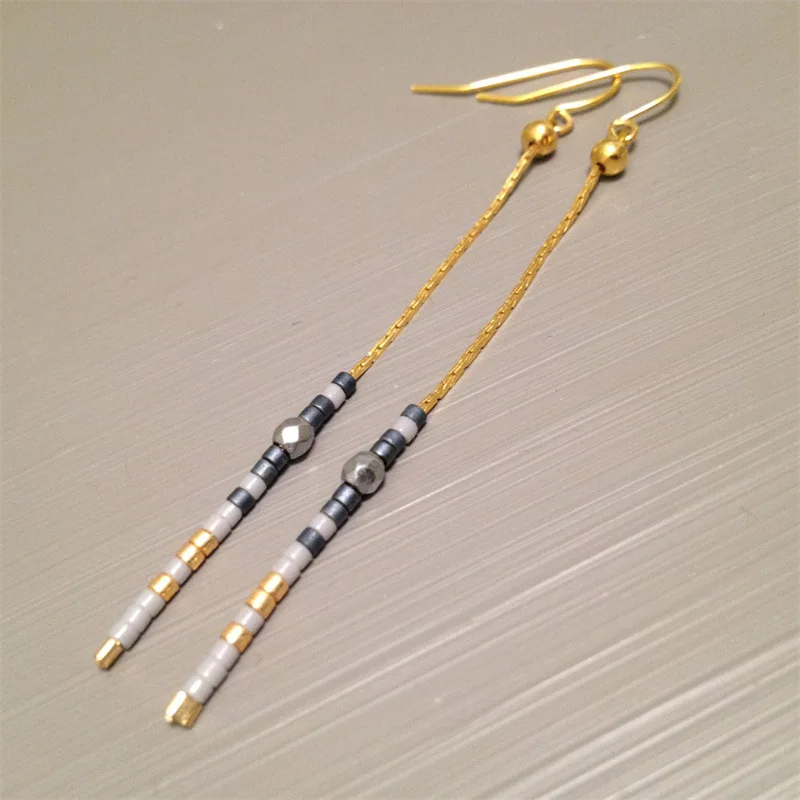 

2022 New Fashion Women Bohemian Colorful Beads Splicing Long Tassel Drop Earring Women Simple Long Tassel Earring Jewelry