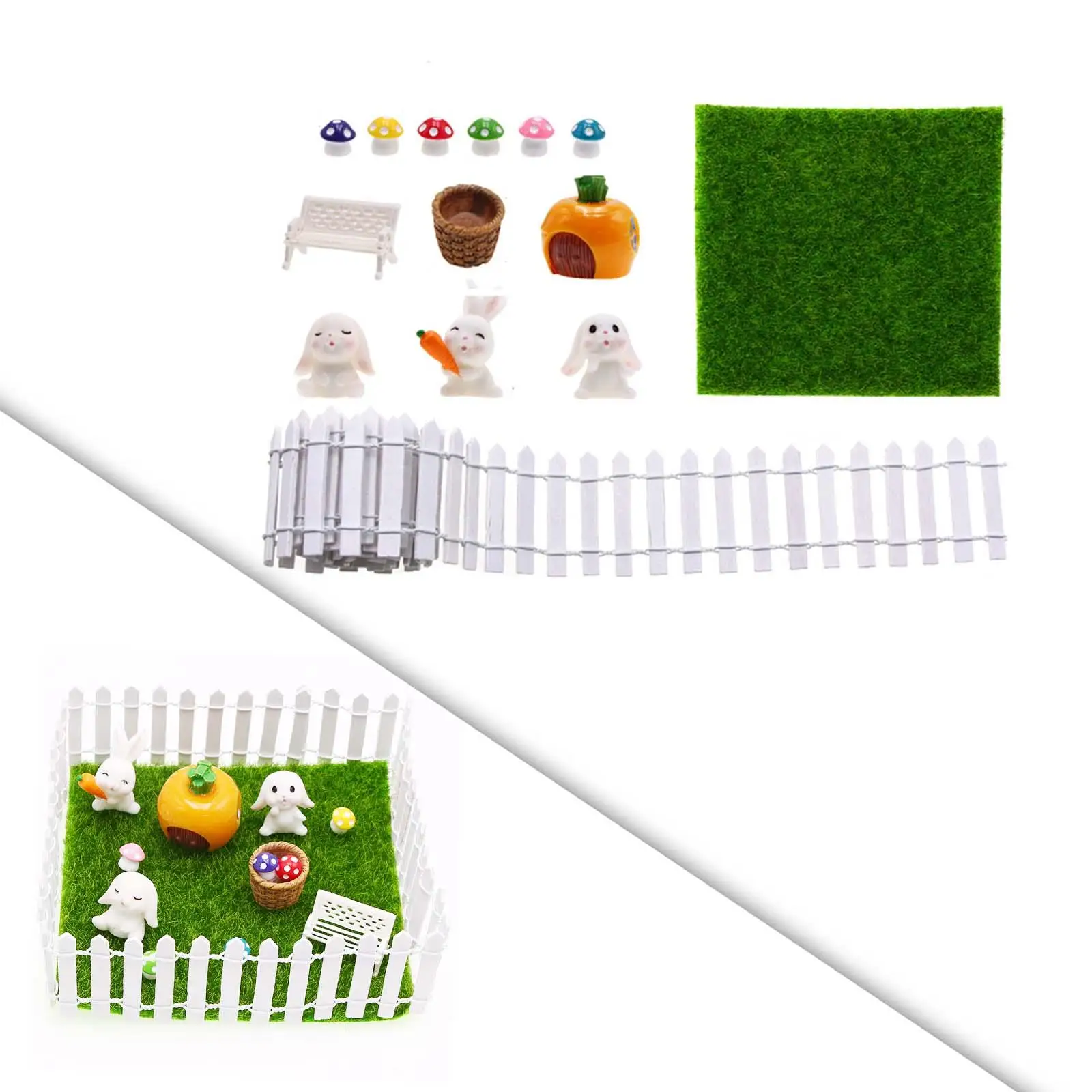 

Simulation Easter Miniature Bunny Models Doll House Miniature Supplies Decor