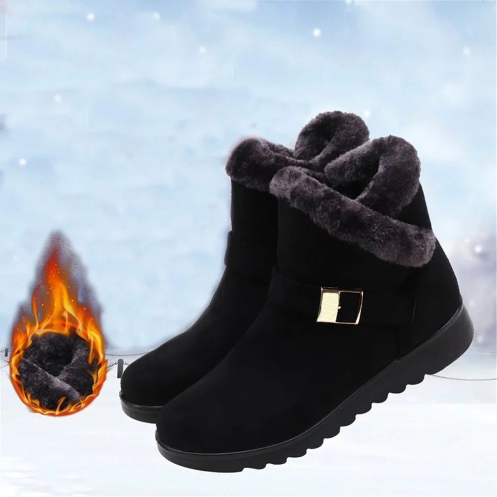 

Women Winter Warm Snow Boots Faux Plush Waterproof Anti Slip Suede Ankle Boots for Female Platform Comfortable Winter Shoes