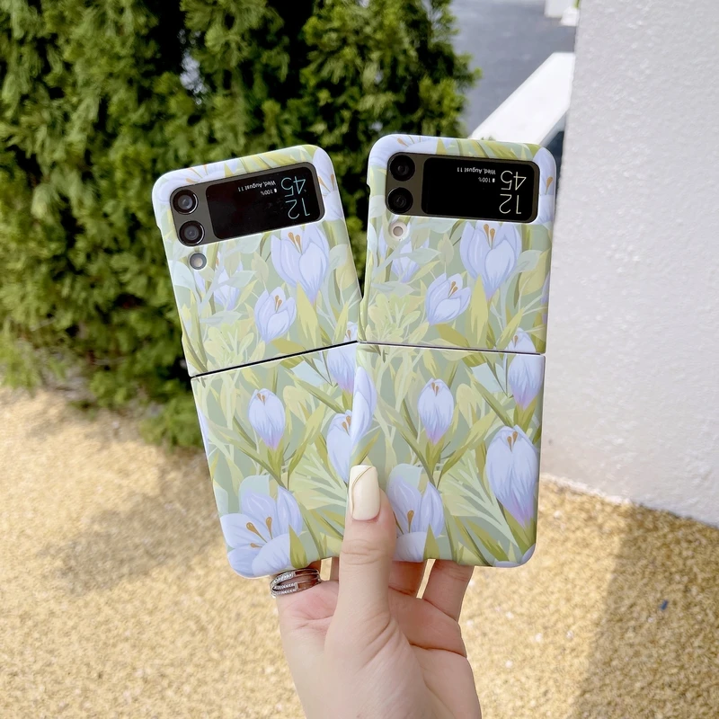 

Retro Art Oil Painting Tulip Flower Phone Case for Samsung Galaxy Z Flip 3 5G Hard PC Back Cover for ZFlip3 Case Protective Case
