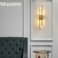 led modern stylish 50cm metal acrylic pipe black and bronze brass gold led wall lamp for living room bedroom hallway wall sconce