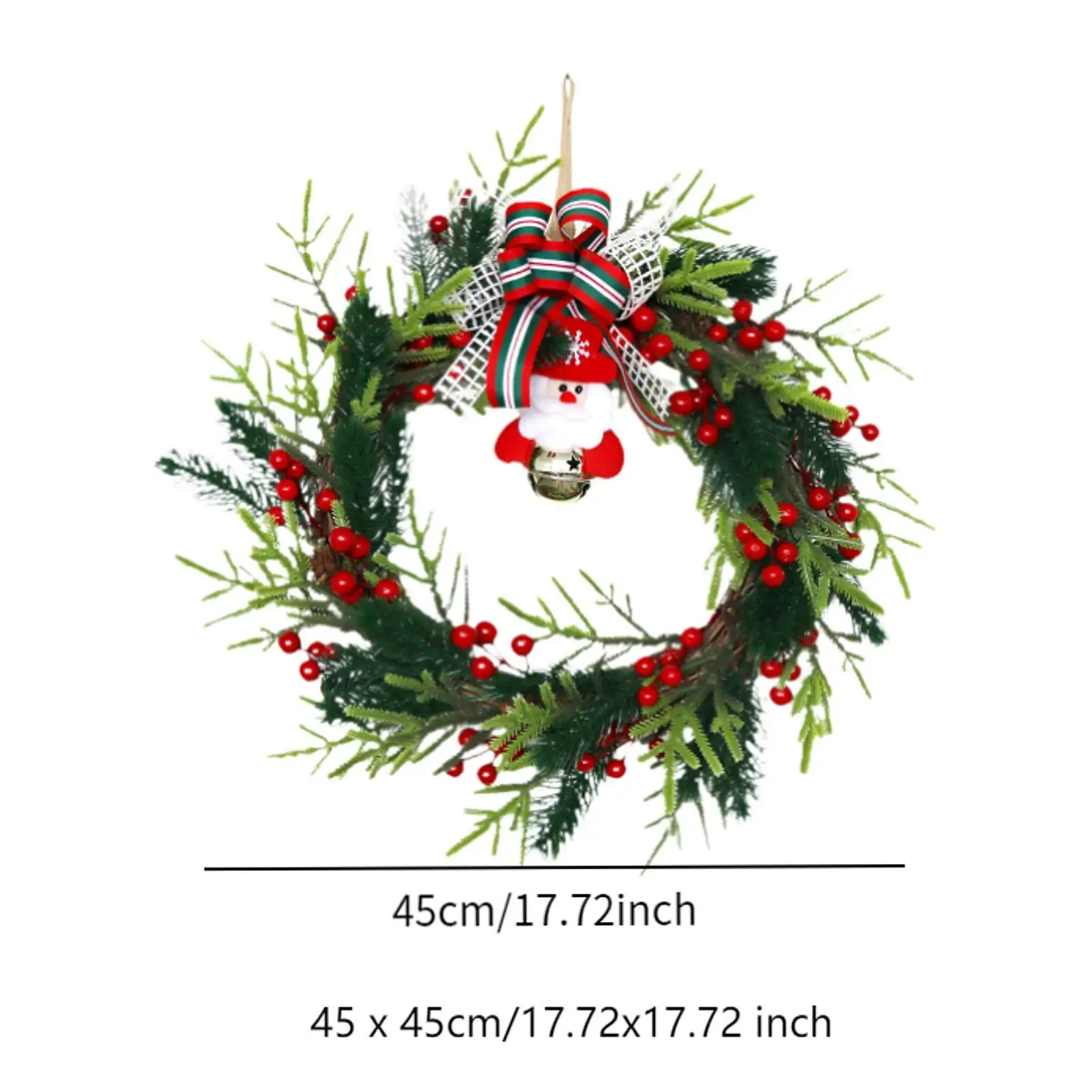 Christmas Wreath for Front Door Xmas 18 inch with Bow Decoration Holiday Fireplace