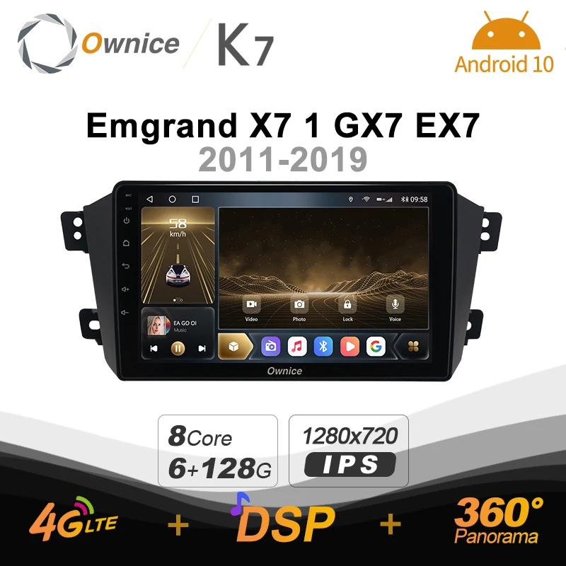 

Ownice K7 Android 10.0 Car Radio Stereo for Geely Emgrand X7 1 GX7 EX7 2011 - 2019 4G LTE 360 2din Auto Audio System 6G+128G