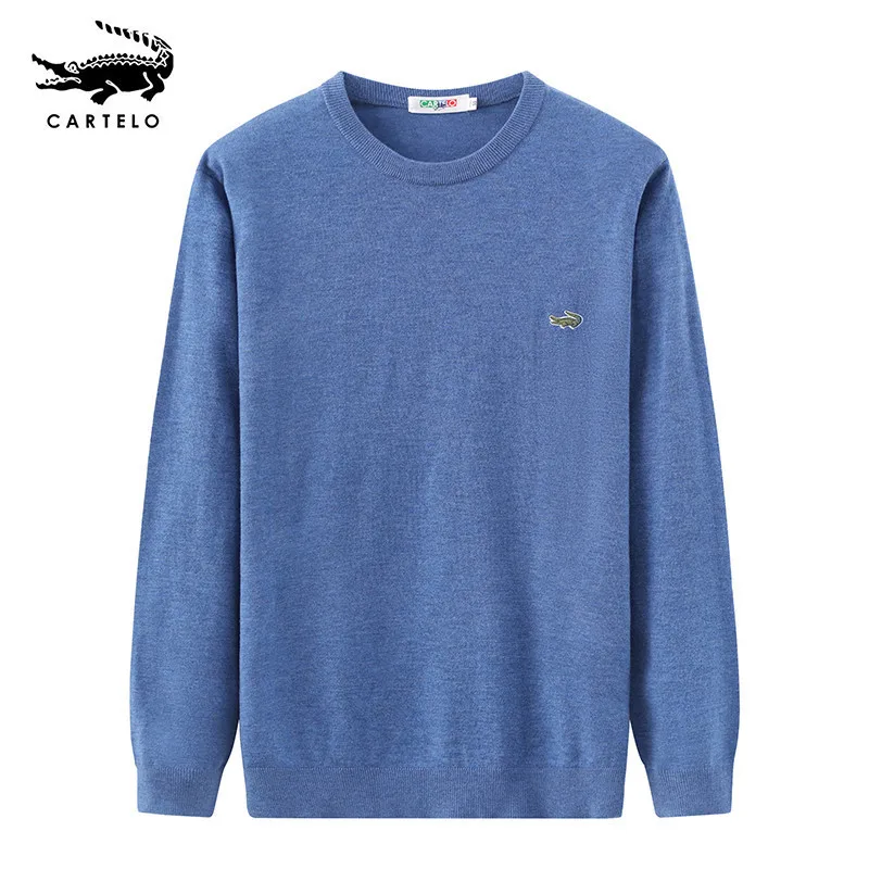 Cardinal Men's Pullover Cotton Fashion Trend Embroidery Solid Color Undercoat Casual Versatile Pullover Crew Neck Sweater