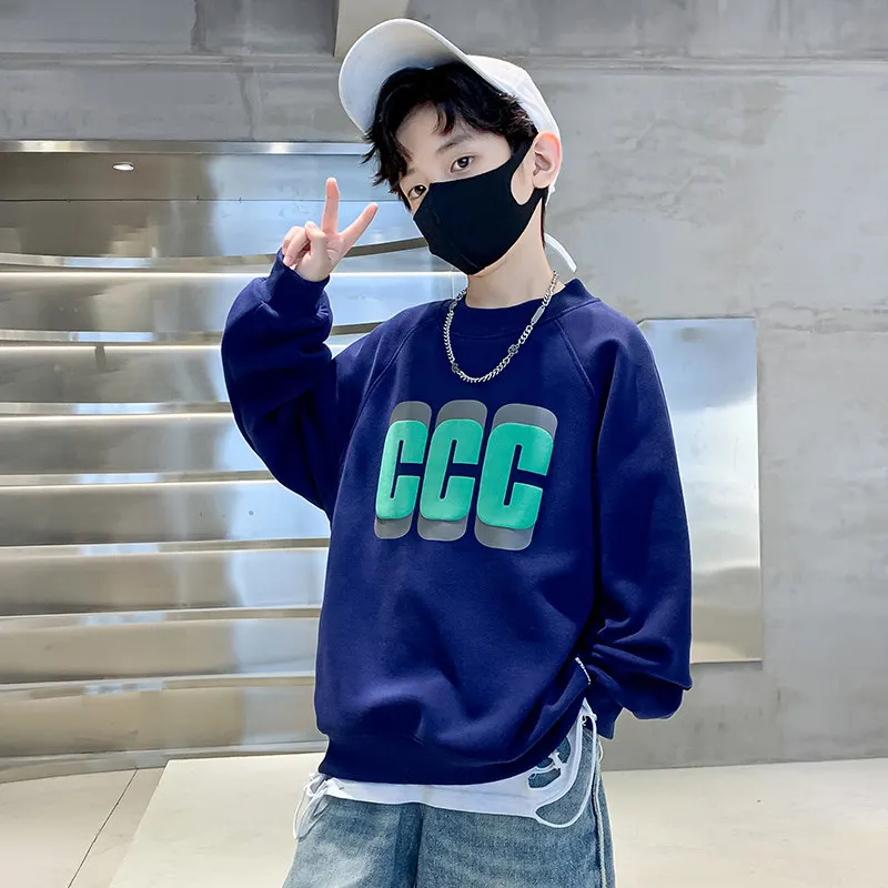 

Свободный пуловер для мальчиков, толстовка, одежда для подростков, Модные свитшоты для мальчиков, осенняя Повседневная Уличная одежда, крутые топы для 6, 8, 10, 12, 14 лет