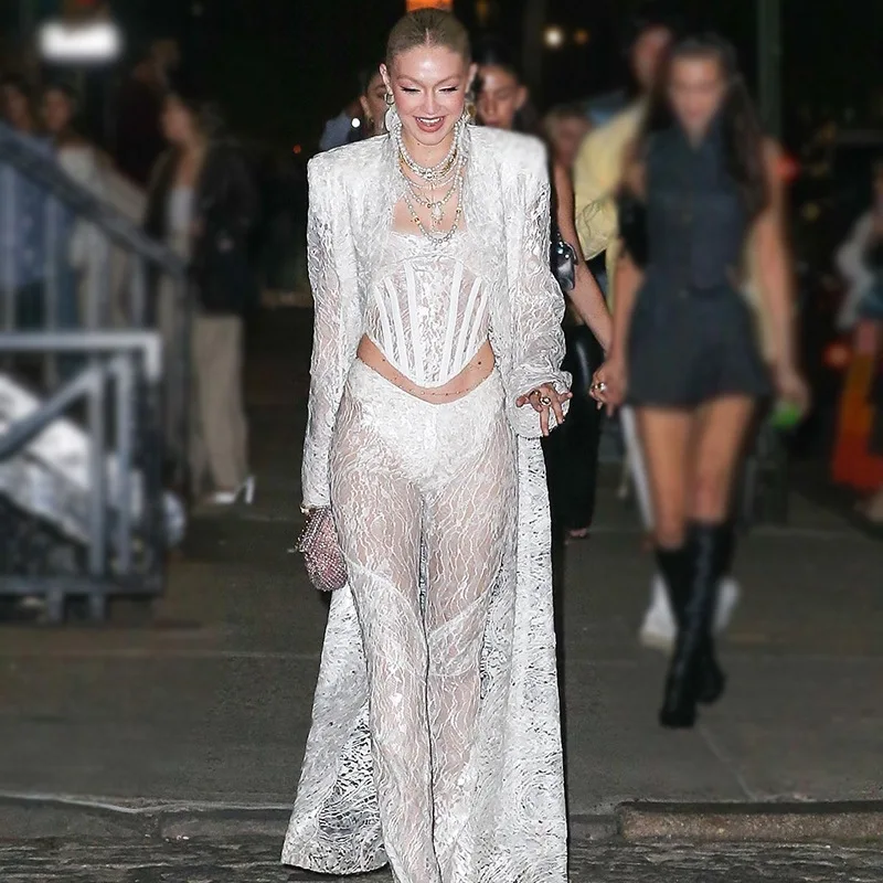 2024 черные подтяжки с длинными рукавами на плечах жилет кружевные брюки-тройка