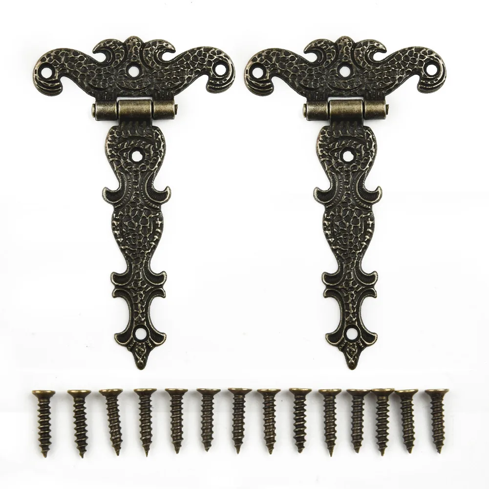 

Ornament Hinges Set Decorative Elements Replace Retro Screws Zinc Alloy Accessory Antique Box Bronze Brand New