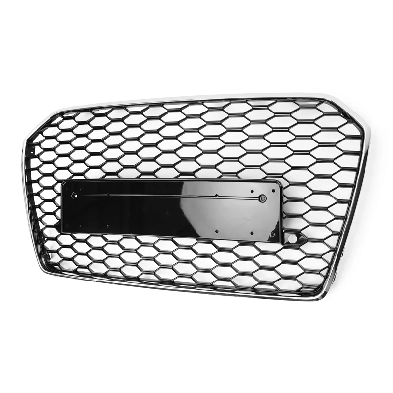 

Car Front Bumper Grill Center Grille Chrome Frame for Audi A6/S6 2016 2017 2018 (Refit for RS6 Style) Car-Styling Accessories