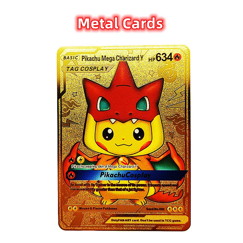 

Pokemon Cards Pikachu Hard Iron Pokemon Metal Cards Charizard Vmax Mewtwo Charizard Ex Gx V Pack Game Collection Card Toys