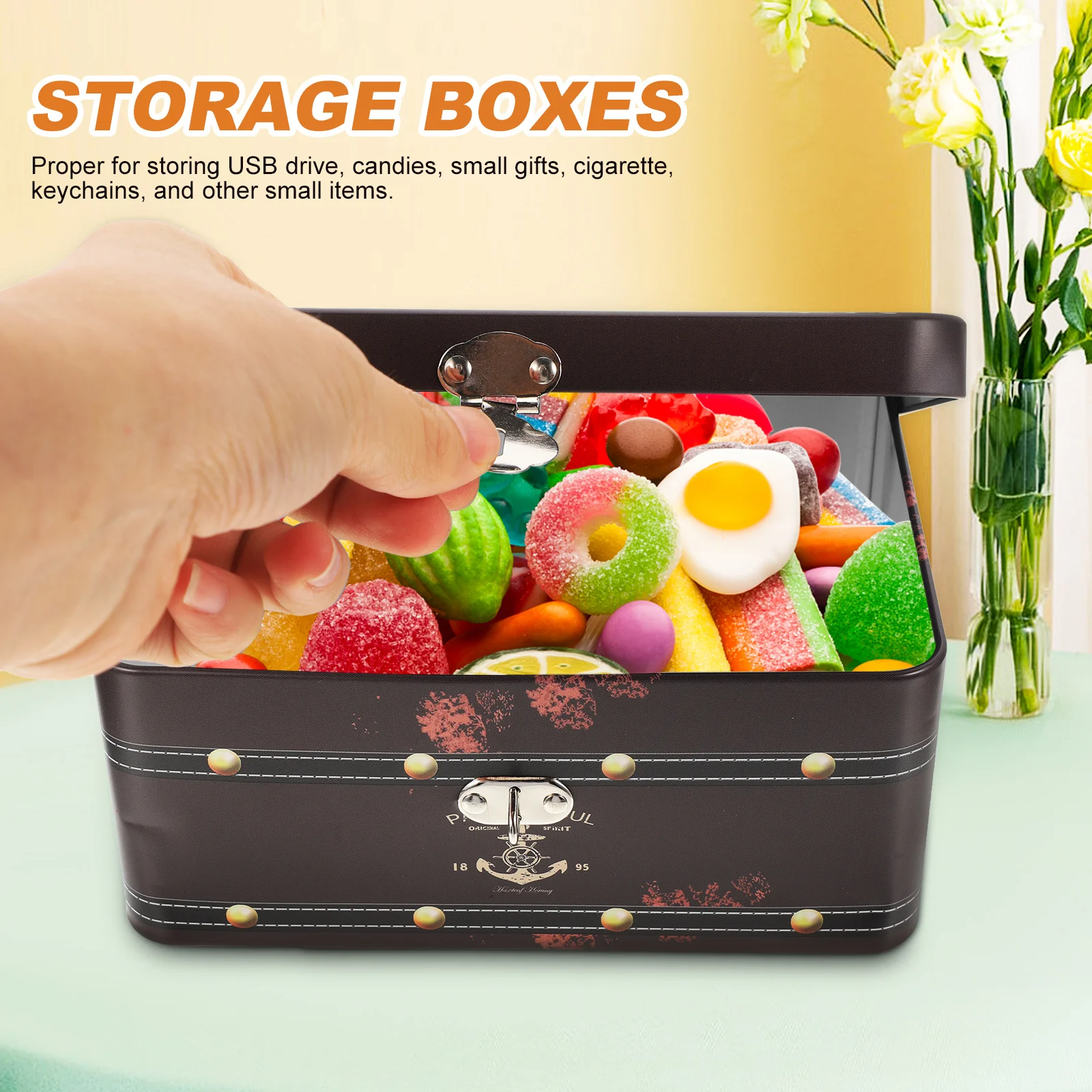 

Box Metal Storage Tin Case Irontinplate Treasurelock Candy Money Container Empty Desktop Cash Banktinscontainers Organizer Key
