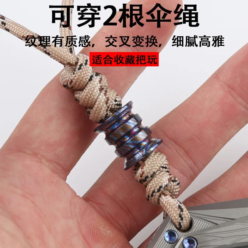 EDC титановые Дамасские бусины подвеска для двойного украшения ожерелье браслет