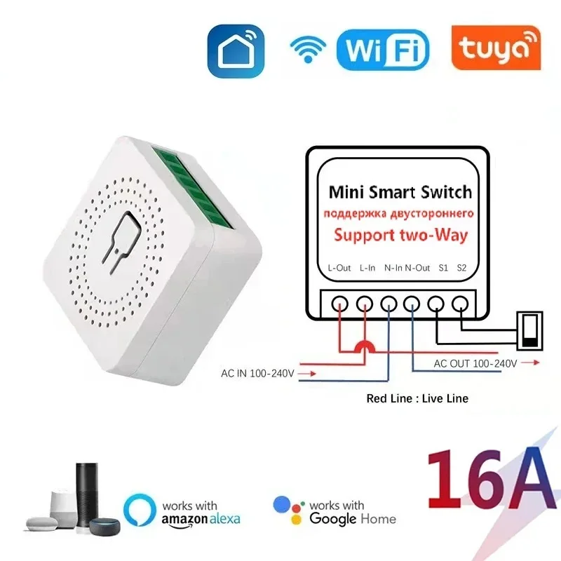 

Tuya Wi-Fi умный выключатель 16A