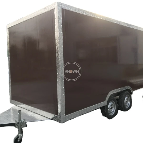 

4m Brown Color Fully Equipped Mobile Outdoor Cafe Kitchen Van Small Kiosk Unique Food Catering Trailer Corn Hot Dog Vending Cart