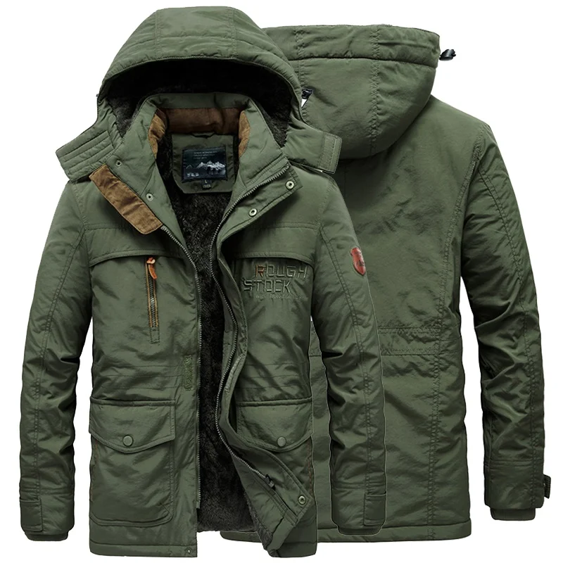 Winter Mens Military Jacket Thick Warm Hooded Men Parka Coat Casual Fleece Cotton Padded Male Windbreaker Thermal Outerwear