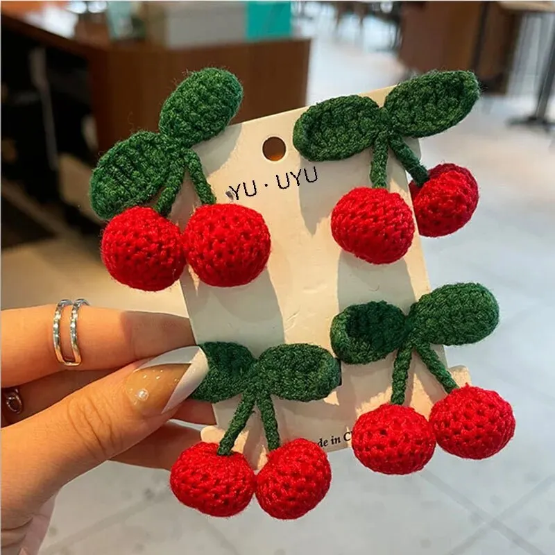 Корейский Плетеный шерстяной Вишневый Однорядный зажим с бахромой милый