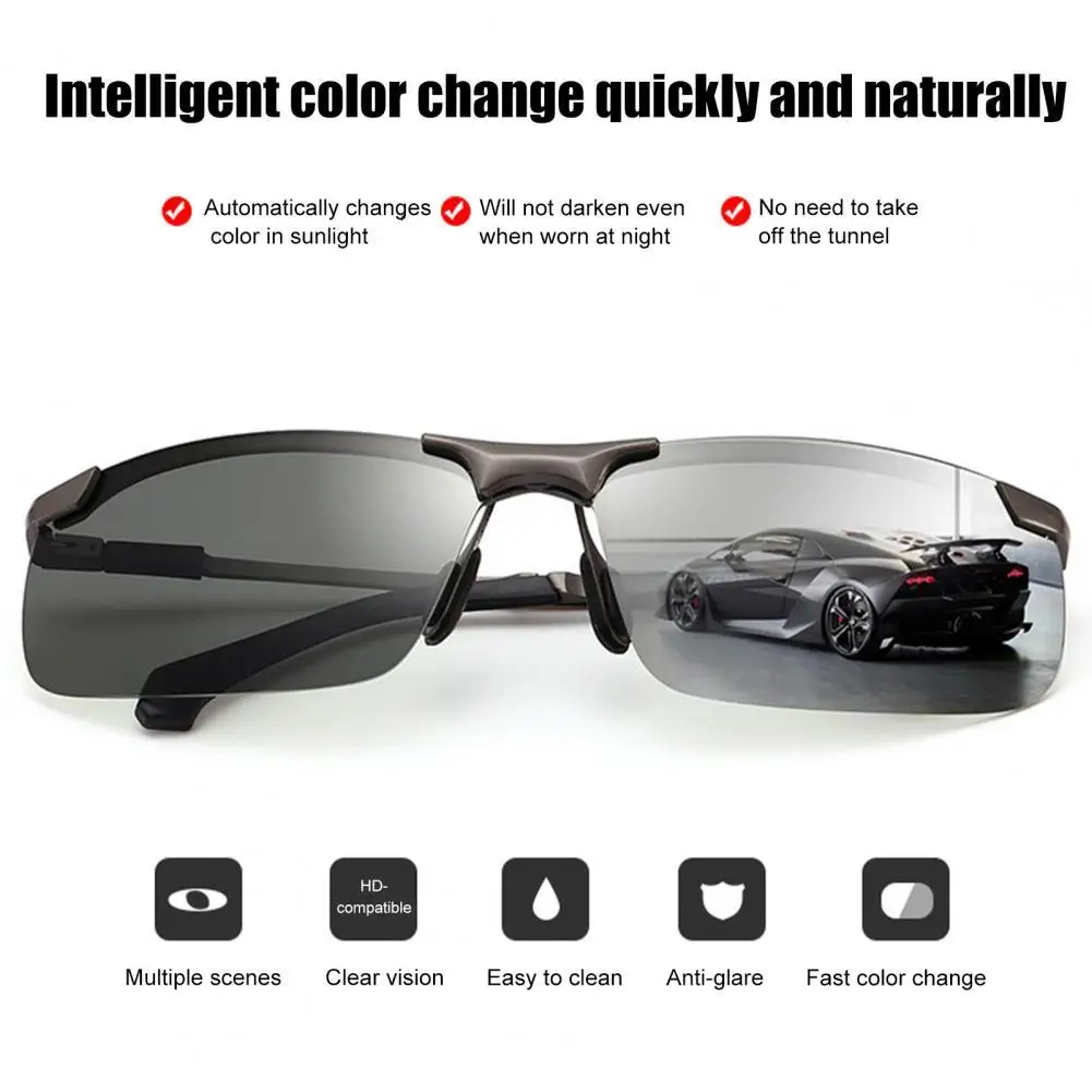 

Men Accessories Useful Curved Mirror Leg Sunglasses Metal Sun Glasses with Storage Box for Driving Car