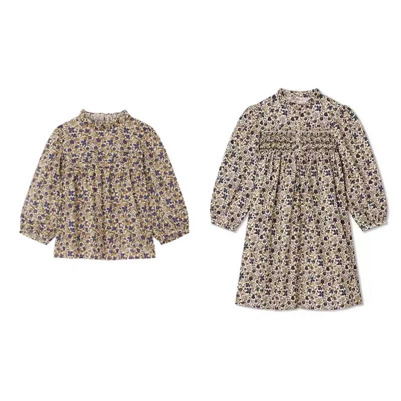 

Предпродажа (Доставка в сентябре) 2023, одежда для маленьких девочек, рубашки с цветочным принтом BP, детское платье для девочек, Топ с длинным рукавом и вишневым узором, брюки для мальчиков