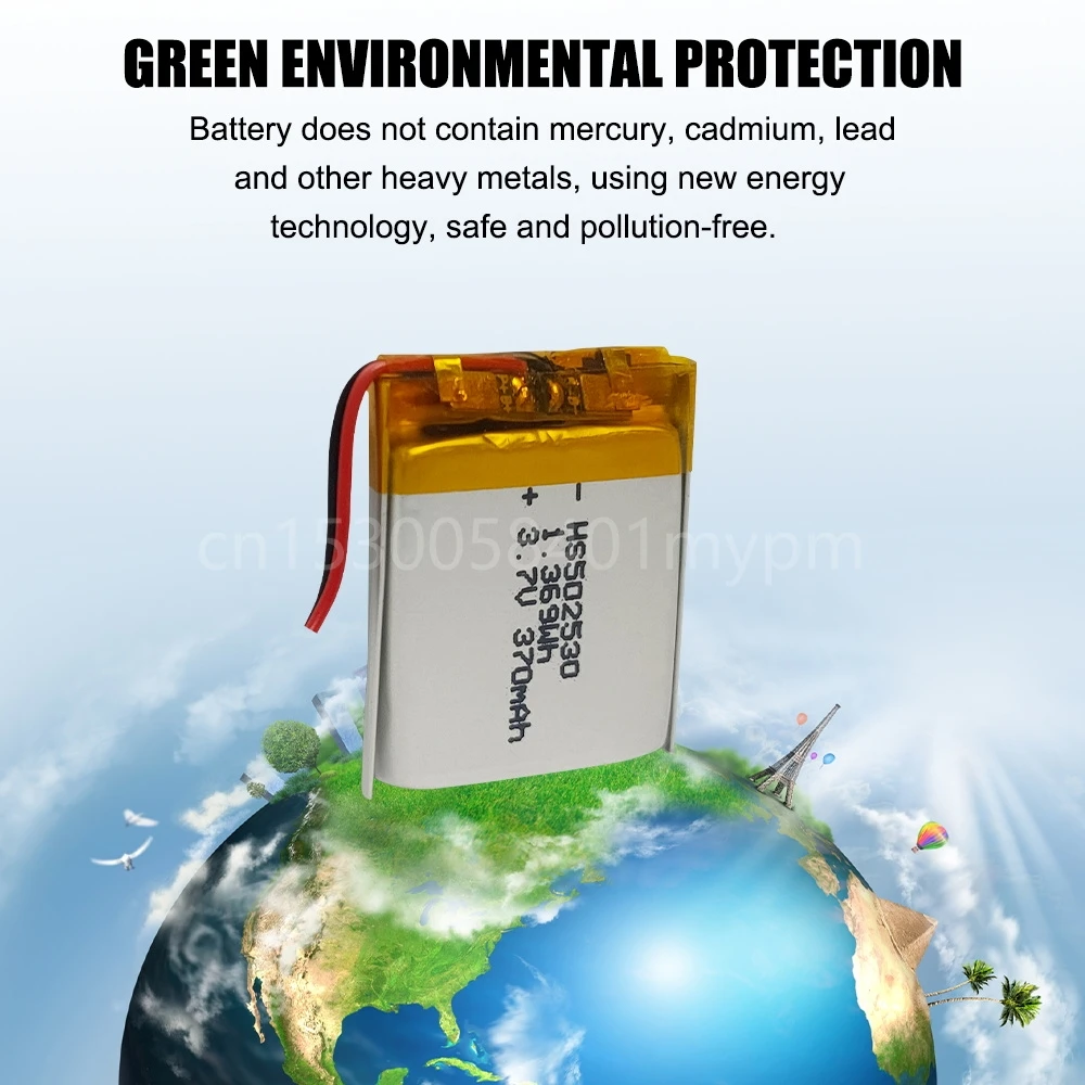 502530 3 7 в 370 мА · ч соответствует стандартам GPS игрушек Bluetooth-динамиков умных часов