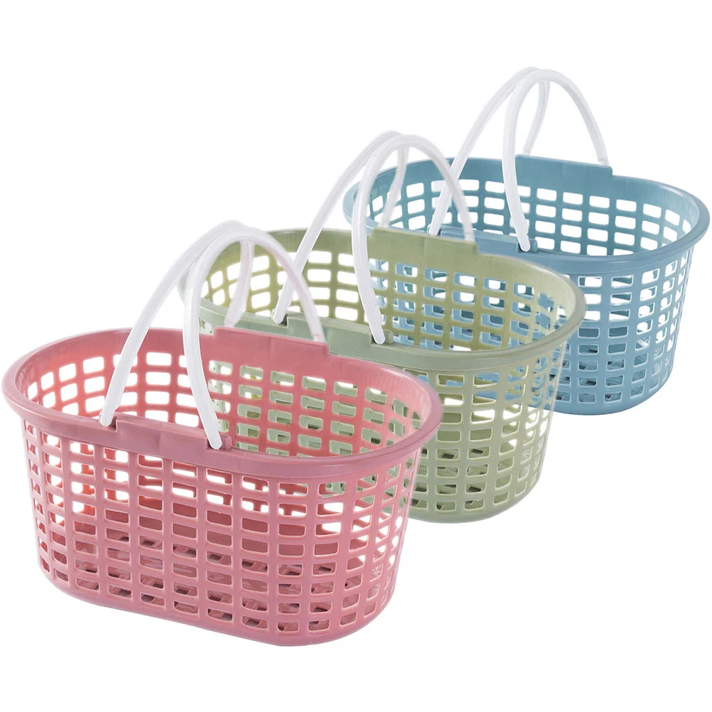 

Portable Storage Basket Plastic Tote Handle Cleaning Bathroom Organizer Shower Hamper