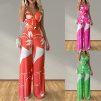 2022 spring and summer womens new two piece suit backless sexy print suit