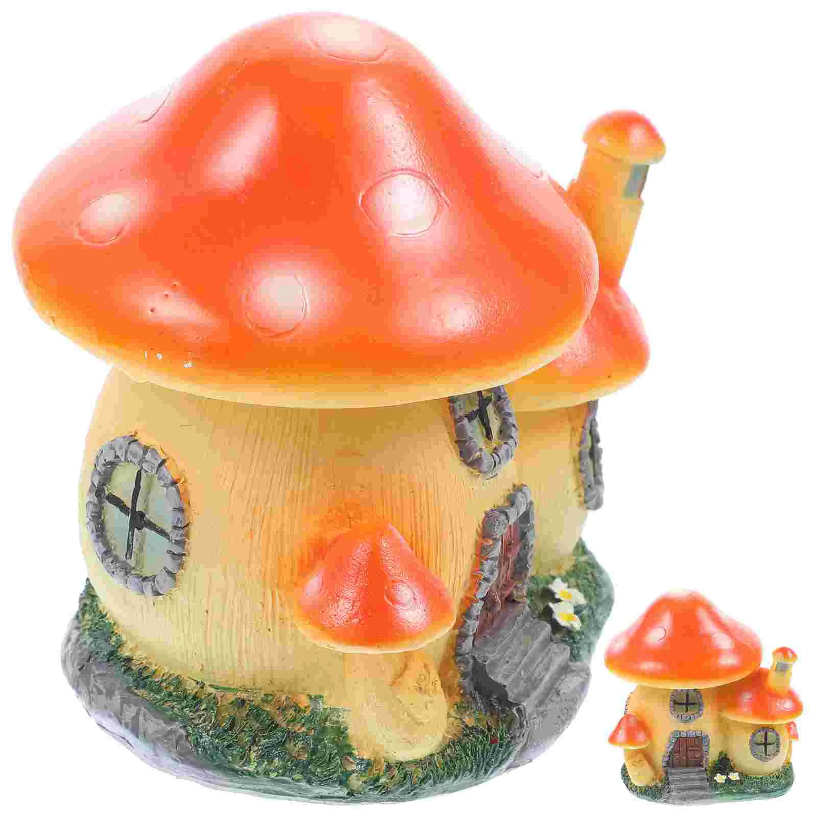 

Mushroom Mini House Miniature Landscape Statue Decoration Micro Bonsai Figurines Decor Accessories Mushrooms Figure Model