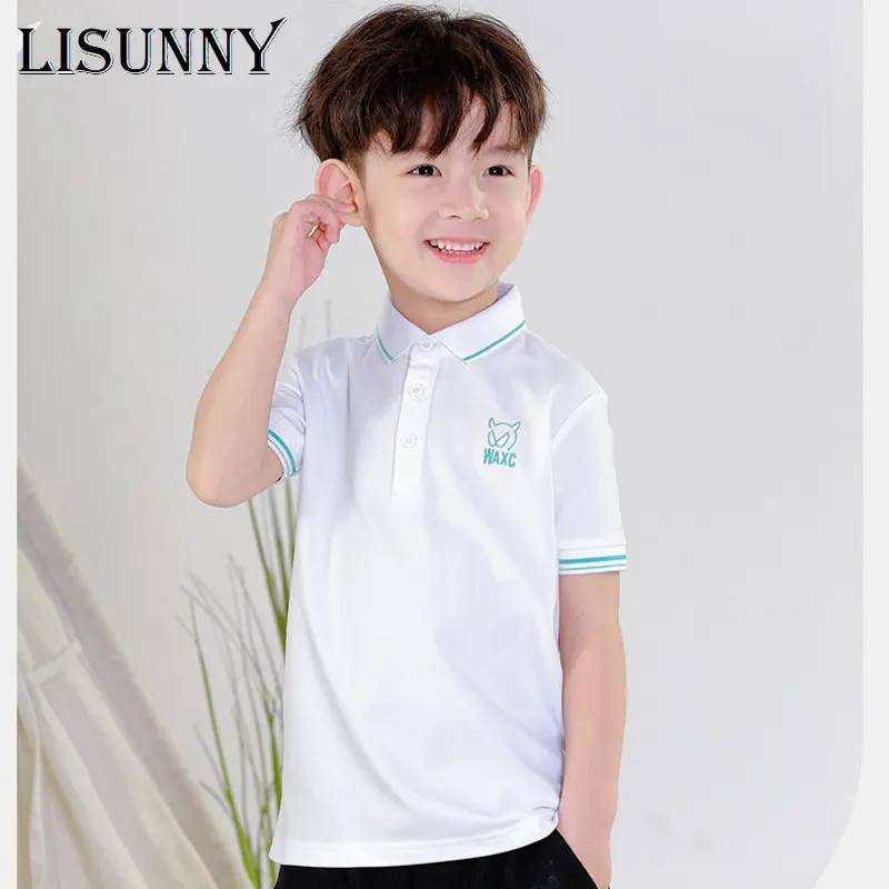

Футболка для мальчиков 3-12 лет, 2023, летняя рубашка-поло с вышивкой, детская одежда, детская Модная хлопковая футболка с коротким рукавом, мультяшный рисунок