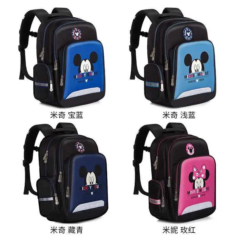 Disney Backpack for Kids students Elementary School Girl Boy Cartoon Large Capacity Schoolbag Waterproof Minnie Mickey Mouse