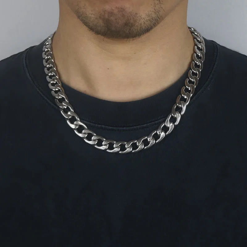 

European 304L Stainless Steel Cuba Chain Necklace Men Hiphop Lobster Clasp 1:1 KN Chain Necklace For Men Male Jewelry Gift