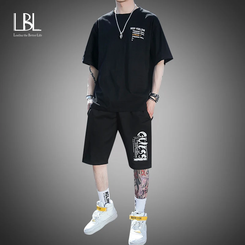 Комплект из 2 предметов Мужская футболка повседневные шорты комплекты 2022 летняя