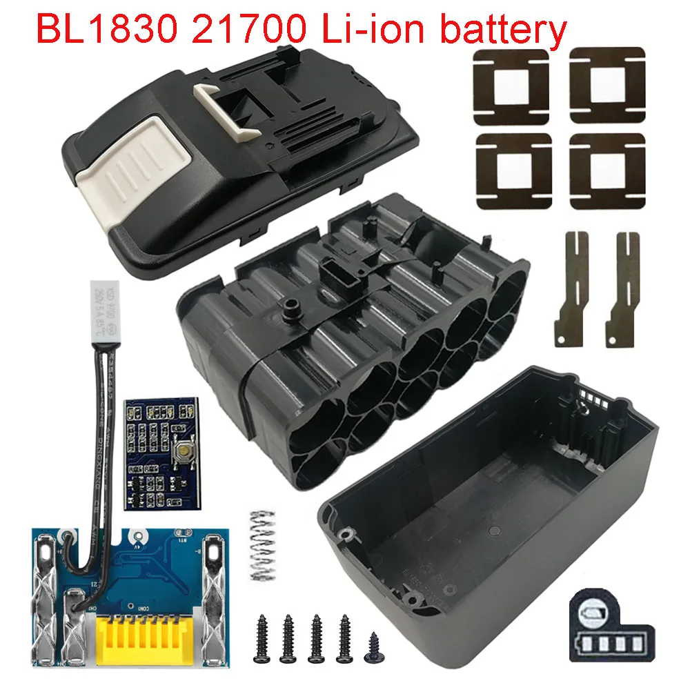 BL1830 10 X 21700 Li-ion Battery Case PCB Charging Protection Circuit Board Shell Box BL1845 For MAKITA 18V 3.0Ah 6.0Ah Housings on. BL1830 10 X 21700 Литий-ионный аккумуляторный корпус PCB Зарядное устройство защитная плата Корпус коробки BL1845 для MAKI