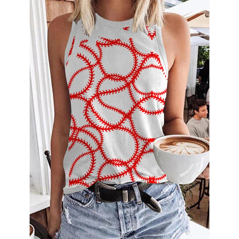 

Simple pattern printed funny women's Vest sleeveless summer slim fit vest casual young women's T-shirt women's street vest