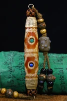 4 tibetan temple collection old natural agate mosaic gem dzi beads nine eyed beads pendant amulet town house exorcism